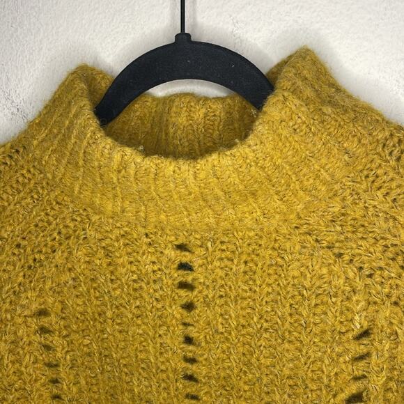 Madewell Women’s Pointelle Mock Neck Pullover Sweater in Yellow Size XS - Picture 3 of 8